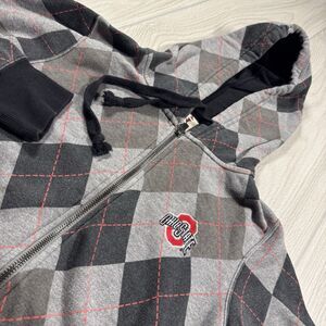 Ohio State Buckeyes Zip Up Hoodie Women’s M Logo Gray Argyle Step Ahead